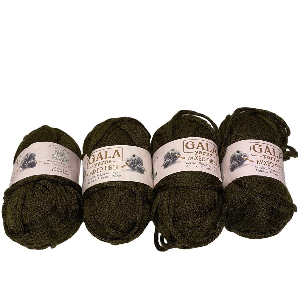 Gala yarns green mixed fiber‎ yarn 4 skeins 50g 1.76 oz knit crochet crafts
